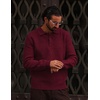 COOFANDY Men’s Sweater Long Sleeve Knitted Polo Textured Casual Pullover(Wine Red)