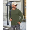 COOFANDY Men’s T Shirts Long Sleeve Cotton Blend T-Shirts Casual Crew Neck Soft Basic Tee Shirts(Army Green)