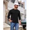 COOFANDY Men’s T Shirts Long Sleeve Cotton Blend T-Shirts Casual Crew Neck Soft Basic Tee Shirts(Black/Blue Violet/Light Khaki 3 Pack)