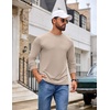 COOFANDY Men’s T Shirts Long Sleeve Cotton Blend T-Shirts Casual Crew Neck Soft Basic Tee Shirts(Light Khaki)