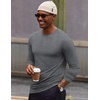 COOFANDY Men’s T Shirts Long Sleeve Cotton Blend T-Shirts Casual Crew Neck Soft Basic Tee Shirts(Medium Gray)