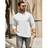 COOFANDY Men’s T Shirts Long Sleeve Cotton Blend T-Shirts Casual Crew Neck Soft Basic Tee Shirts(White)
