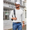 COOFANDY Men’s T Shirts Long Sleeve Cotton Blend T-Shirts Casual Crew Neck Soft Basic Tee Shirts(White)