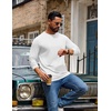 COOFANDY Men’s T Shirts Long Sleeve Cotton Blend T-Shirts Casual Crew Neck Soft Basic Tee Shirts(White)