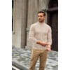 COOFANDY Mens Turtleneck Sweater Mock Neck Knitted Ribbed Pullover Sweater(Beige)