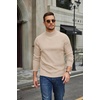 COOFANDY Mens Turtleneck Sweater Mock Neck Knitted Ribbed Pullover Sweater(Beige)