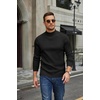 COOFANDY Mens Turtleneck Sweater Mock Neck Knitted Ribbed Pullover Sweater(Black)