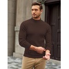 COOFANDY Mens Turtleneck Sweater Mock Neck Knitted Ribbed Pullover Sweater(Brown)