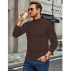 COOFANDY Mens Turtleneck Sweater Mock Neck Knitted Ribbed Pullover Sweater(Brown)