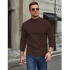 COOFANDY Mens Turtleneck Sweater Mock Neck Knitted Ribbed Pullover Sweater(Brown)