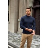 COOFANDY Mens Turtleneck Sweater Mock Neck Knitted Ribbed Pullover Sweater(Dark Blue)
