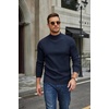 COOFANDY Mens Turtleneck Sweater Mock Neck Knitted Ribbed Pullover Sweater(Dark Blue)
