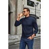 COOFANDY Mens Turtleneck Sweater Mock Neck Knitted Ribbed Pullover Sweater(Dark Blue)