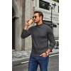 COOFANDY Mens Turtleneck Sweater Mock Neck Knitted Ribbed Pullover Sweater(Dark Grey)