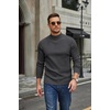 COOFANDY Mens Turtleneck Sweater Mock Neck Knitted Ribbed Pullover Sweater(Dark Grey)