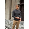 COOFANDY Mens Turtleneck Sweater Mock Neck Knitted Ribbed Pullover Sweater(Dark Grey)