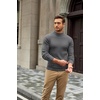 COOFANDY Mens Turtleneck Sweater Mock Neck Knitted Ribbed Pullover Sweater(Grey)