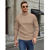 COOFANDY Mens Turtleneck Sweater Mock Neck Knitted Ribbed Pullover Sweater(Khaki)
