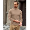 COOFANDY Mens Turtleneck Sweater Mock Neck Knitted Ribbed Pullover Sweater(Khaki)