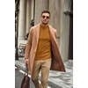 COOFANDY Mens Turtleneck Sweater Mock Neck Knitted Ribbed Pullover Sweater(Light Brown)
