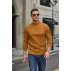 COOFANDY Mens Turtleneck Sweater Mock Neck Knitted Ribbed Pullover Sweater(Light Brown)