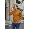 COOFANDY Mens Turtleneck Sweater Mock Neck Knitted Ribbed Pullover Sweater(Light Brown)