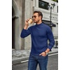 COOFANDY Mens Turtleneck Sweater Mock Neck Knitted Ribbed Pullover Sweater(Navy Blue)