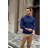 COOFANDY Mens Turtleneck Sweater Mock Neck Knitted Ribbed Pullover Sweater(Navy Blue)