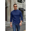 COOFANDY Mens Turtleneck Sweater Mock Neck Knitted Ribbed Pullover Sweater(Navy Blue)