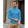 COOFANDY Mens Turtleneck Sweater Mock Neck Knitted Ribbed Pullover Sweater(Sea Blue)