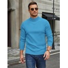 COOFANDY Mens Turtleneck Sweater Mock Neck Knitted Ribbed Pullover Sweater(Sea Blue)