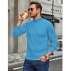 COOFANDY Mens Turtleneck Sweater Mock Neck Knitted Ribbed Pullover Sweater(Sea Blue)