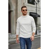 COOFANDY Mens Turtleneck Sweater Mock Neck Knitted Ribbed Pullover Sweater(White)