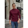COOFANDY Mens Turtleneck Sweater Mock Neck Knitted Ribbed Pullover Sweater(Wine Red)