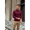 COOFANDY Mens Turtleneck Sweater Mock Neck Knitted Ribbed Pullover Sweater(Wine Red)