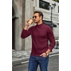 COOFANDY Mens Turtleneck Sweater Mock Neck Knitted Ribbed Pullover Sweater(Wine Red)