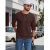 COOFANDY Mens Waffle Long Sleeve Shirt Crew Neck T-Shirts Cotton Tee Shirts(Coffee)