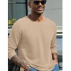 COOFANDY Mens Waffle Long Sleeve Shirt Crew Neck T-Shirts Cotton Tee Shirts(Khaki)