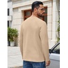 COOFANDY Mens Waffle Long Sleeve Shirt Crew Neck T-Shirts Cotton Tee Shirts(Khaki)