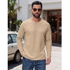 COOFANDY Mens Waffle Long Sleeve Shirt Crew Neck T-Shirts Cotton Tee Shirts(Khaki)
