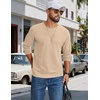 COOFANDY Mens Waffle Long Sleeve Shirt Crew Neck T-Shirts Cotton Tee Shirts(Khaki)