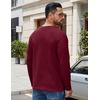 COOFANDY Mens Waffle Long Sleeve Shirt Crew Neck T-Shirts Cotton Tee Shirts(Wine Red)