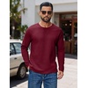 COOFANDY Mens Waffle Long Sleeve Shirt Crew Neck T-Shirts Cotton Tee Shirts(Wine Red)