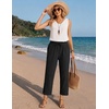 COOFANDY Womens Cotton Casual Pants Beach Capri Pants, S-XXL(Black)