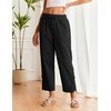 COOFANDY Womens Cotton Casual Pants Beach Capri Pants, S-XXL(Black)