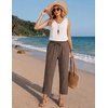 COOFANDY Womens Cotton Casual Pants Beach Capri Pants, S-XXL(Brown)