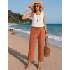 COOFANDY Womens Cotton Casual Pants Beach Capri Pants, S-XXL(Caramel)