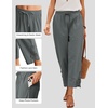 COOFANDY Womens Cotton Casual Pants Beach Capri Pants, S-XXL(Dark Grey)