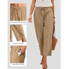 COOFANDY Womens Cotton Casual Pants Beach Capri Pants, S-XXL(Khaki)