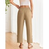 COOFANDY Womens Cotton Casual Pants Beach Capri Pants, S-XXL(Khaki)